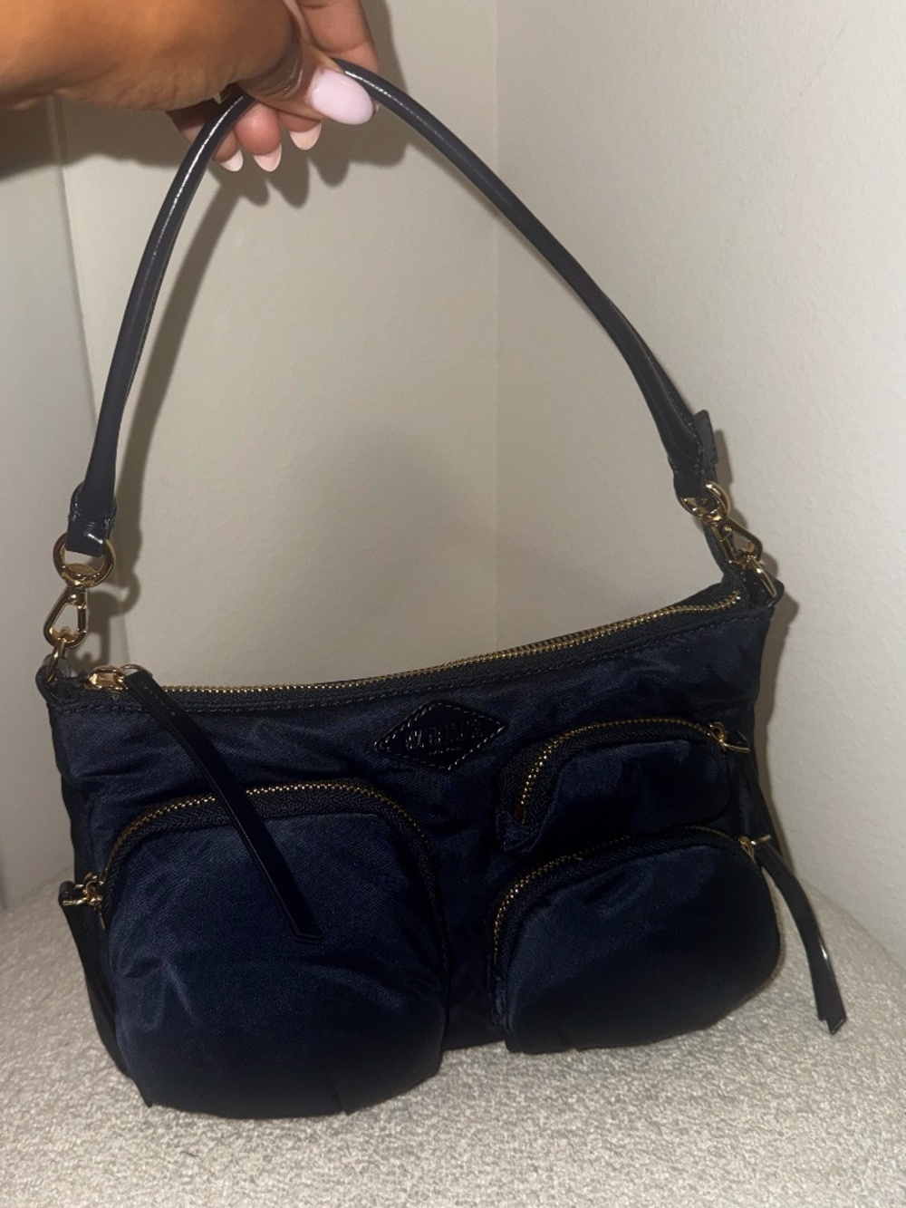 MZ WALLACE Chelsea Petite Nylon Shoulder Bag in Navy - Picture 7 of 12